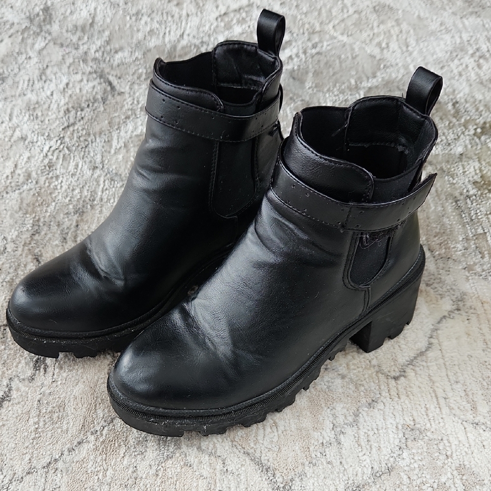 Black Slide In Boots, 2" Heel, Size 6 1/2